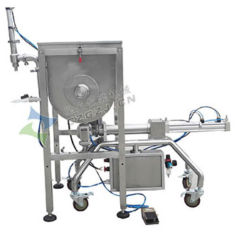 臥式攪拌醬類電動(dòng)灌裝機(jī)，單頭臥式大顆粒醬料灌裝機(jī)